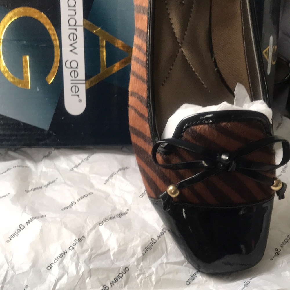 Andrew Geller Women's Black and Brown Flats Ballerina Shoes Style “Inman” 8.5 M